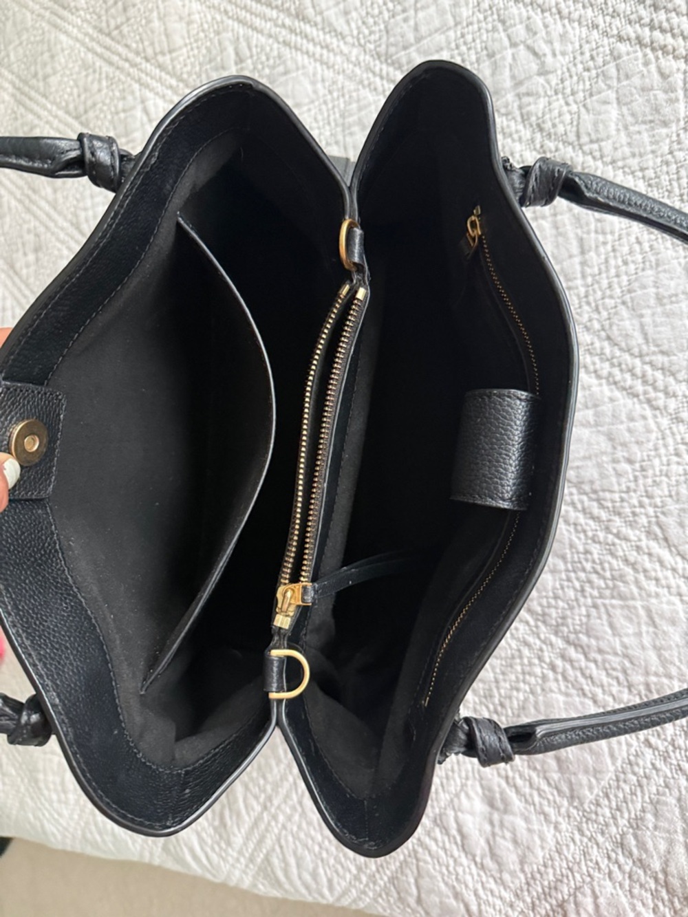 Tory Burch McGraw Black Pebbled Leather Satchel shoulder Bag crossbody Bag - Picture 5 of 16
